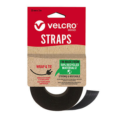 VELCRO Brand ECO ONE-WRAP Roll 25mm x 3m Black
