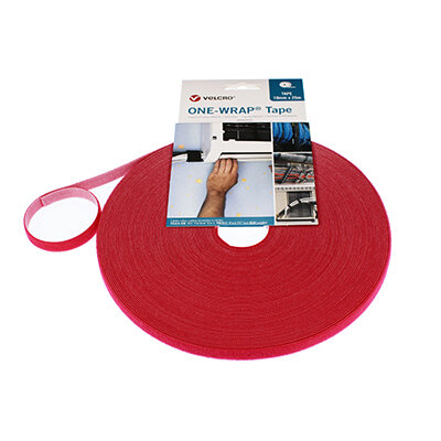 Image of VELCRO Brand ONE-WRAP Strap 10mm x 25m Roll Red