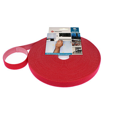 Image of VELCRO Brand ONE-WRAP Strap 20mm x 25m Roll Red
