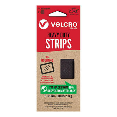 VELCRO Brand ECO Heavy Duty Strips 44mm x 76mm Black 2 Pack
