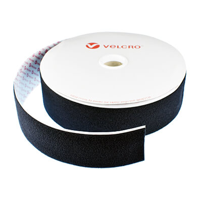 50mm VELCRO® Brand PS30 Velour Black Extra Thin Stick On LOOP