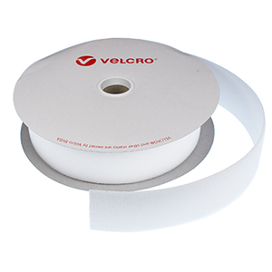 50mm VELCRO® Brand Low Profile Velour Sew-on Loop 25m Roll - White