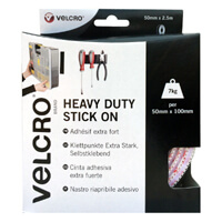 VELCRO® Brand Heavy Duty Stick On Tape 50mm x 2.5m White