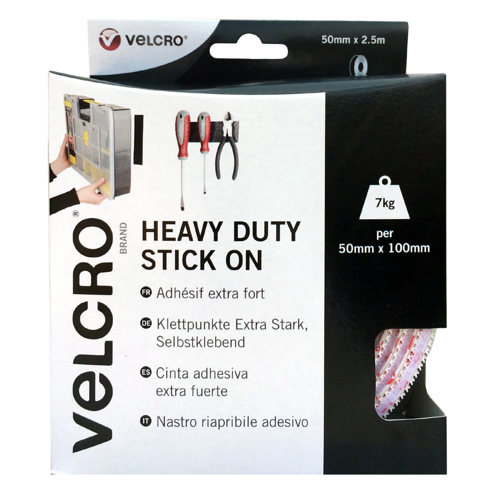 Velcro Heavy Duty Adhesive, Industrial Strength, White Strips - 2 sets