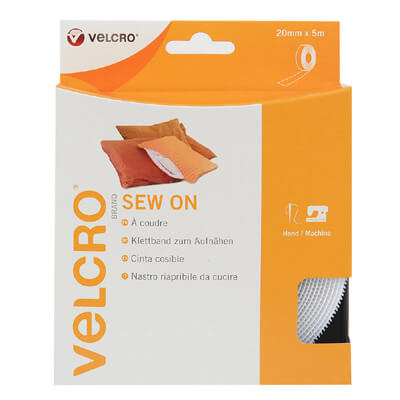VELCRO® Brand Sew On Tape 20mm x 5m White