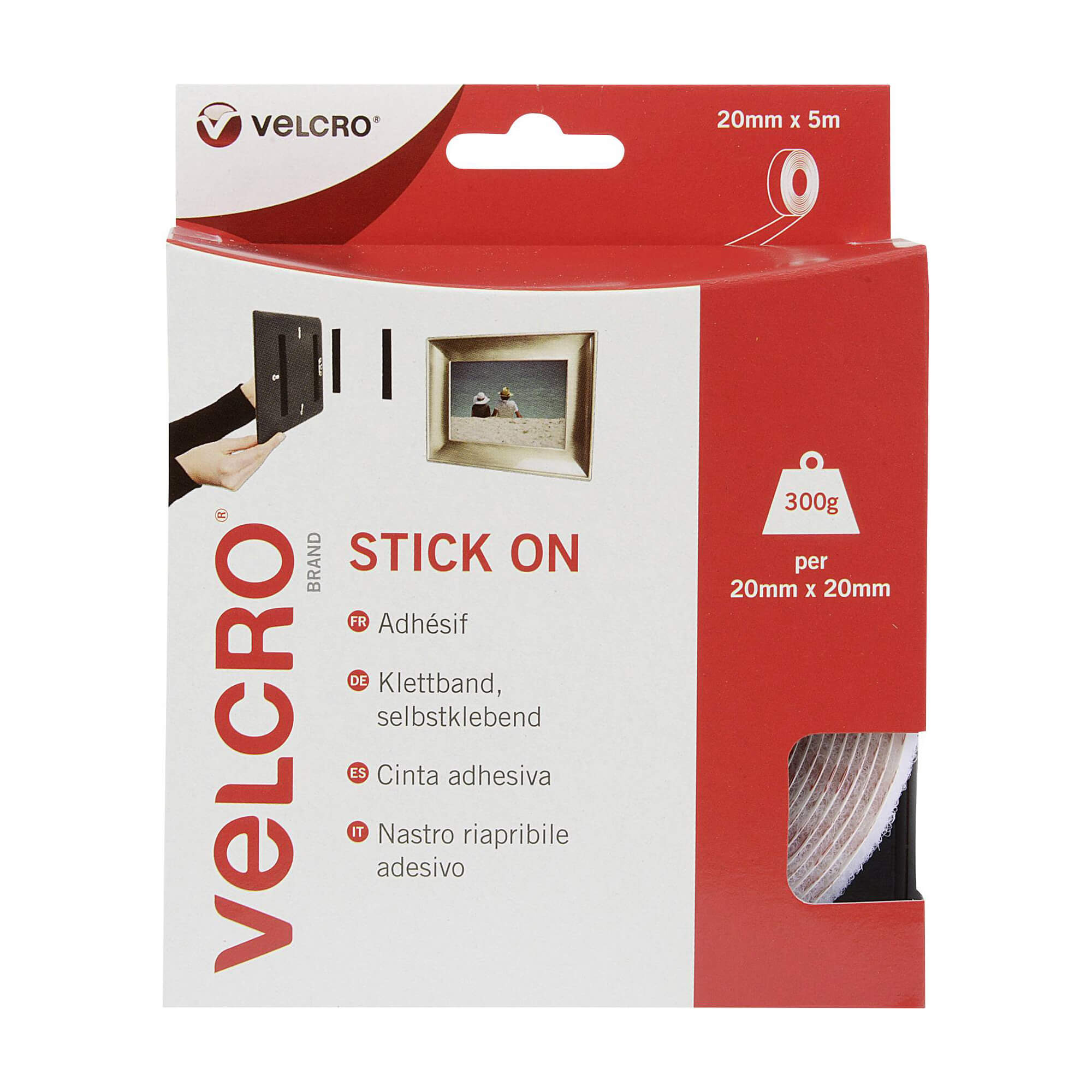 VELCRO® Brand 20mm White Hook & Loop x 5 Metre Pack