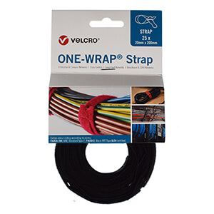 VELCRO® Brand ONE-WRAP® F/R Cable Ties 20mm x 200mm x 25 - Black