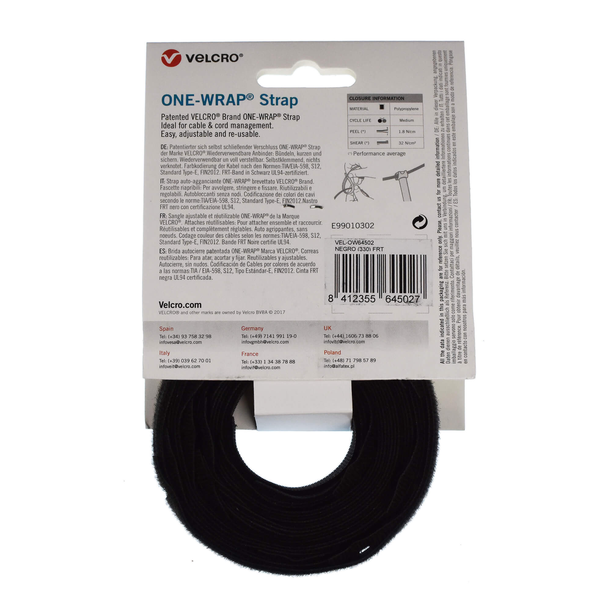 25 ONE-WRAP® VELCRO® Brand Cable Ties: VEL-OW64510