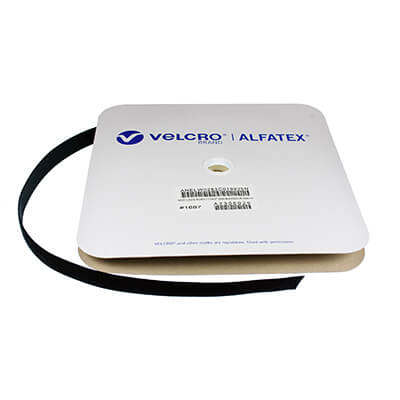 VELCRO® Brand Alfatex® Woven Lycra Elastic Hook 25mm x 25m Roll - Black
