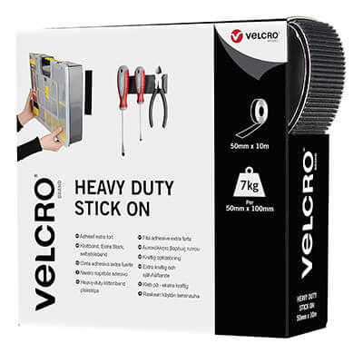 VELCRO Brand ULTRAMATE Heavy Duty Stick On 50mm x 10m Black