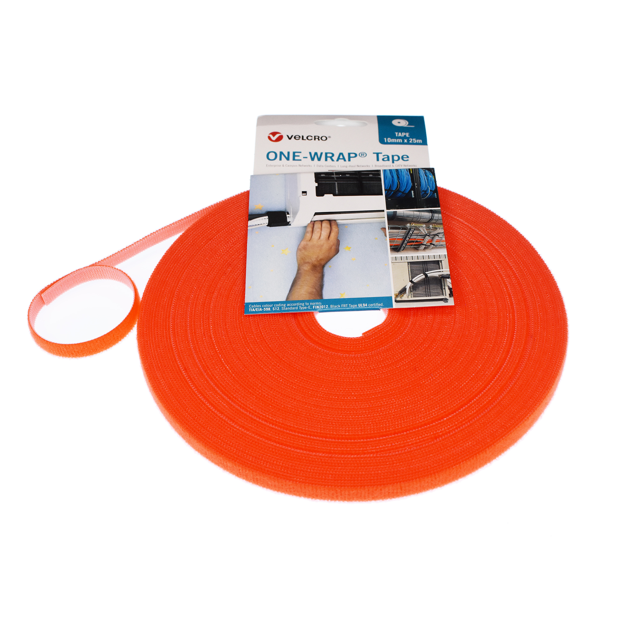 Hook and Loop VELCRO 1831-OW-PB/B Orange Nylon Velcro Onewrap Strap 10 Length 1/2 Wide 