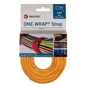 VELCRO® Brand ONE-WRAP® Cable Ties 20mm x 200mm x 25 - Yellow