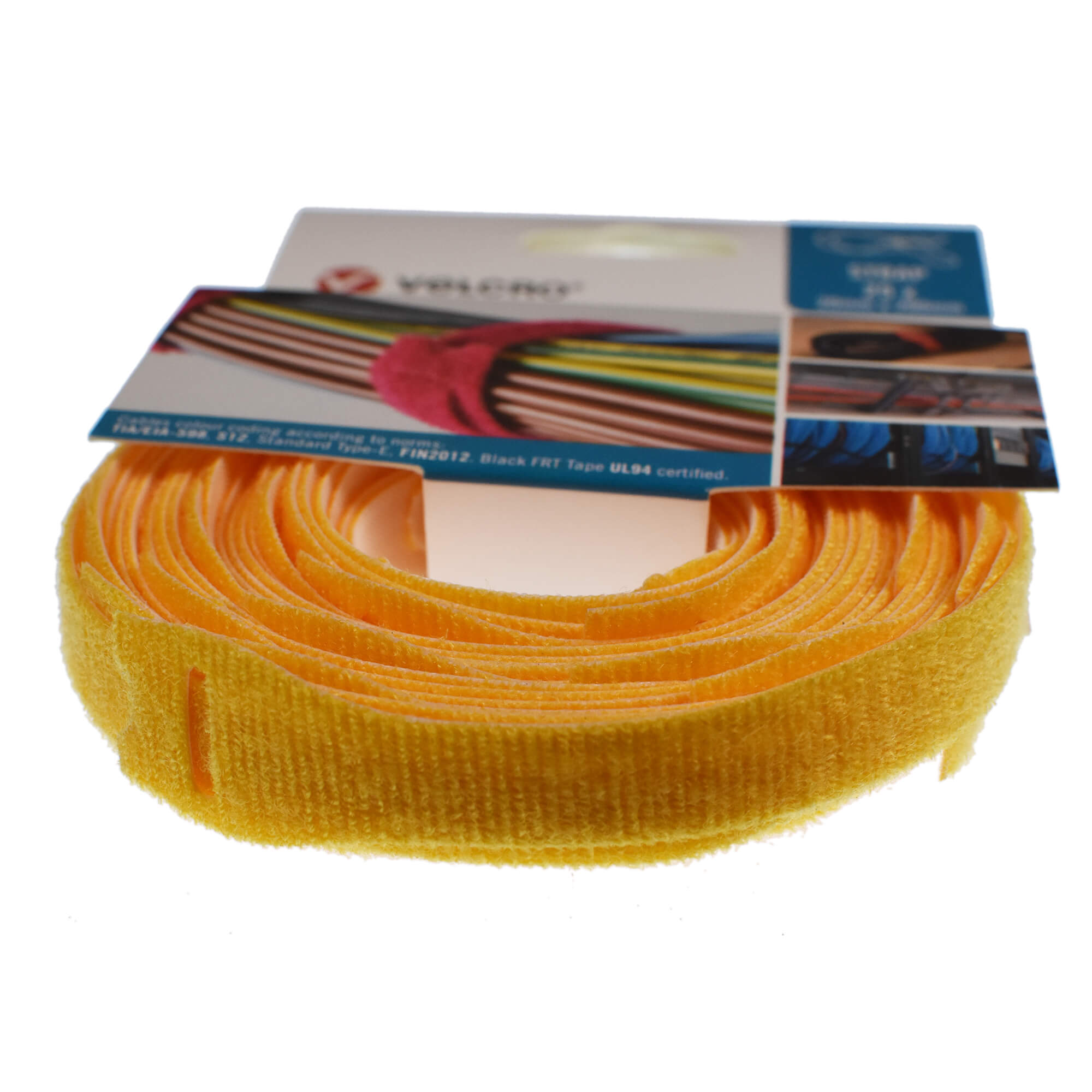 VELCRO Hook and loop ONE-WRAP® double sided Strapping  20mm x 1 metre in yellow 